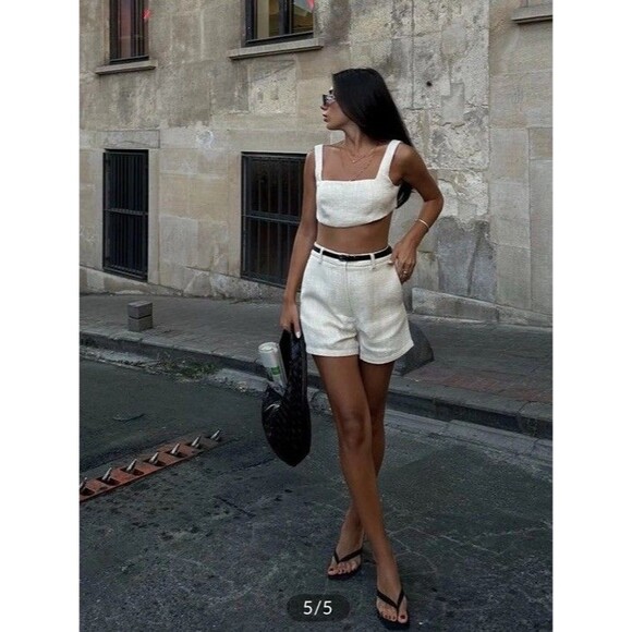 Commense Tweed Crop Tank Pearl Buttons NWT Sz S - Picture 3 of 8